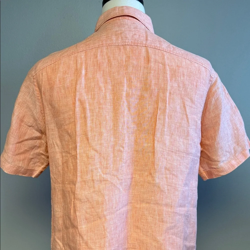 Banana Republic Linen Shirt Camden Fit M Orange Short Sleeve - Picture 5 of 7